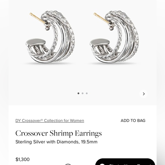 DAVID YURMAN DIAMOND 925 STERLING & 18K YELLOW GOLD SHRIMP EARRINGS OMEGA LOCKS - Picture 16 of 16